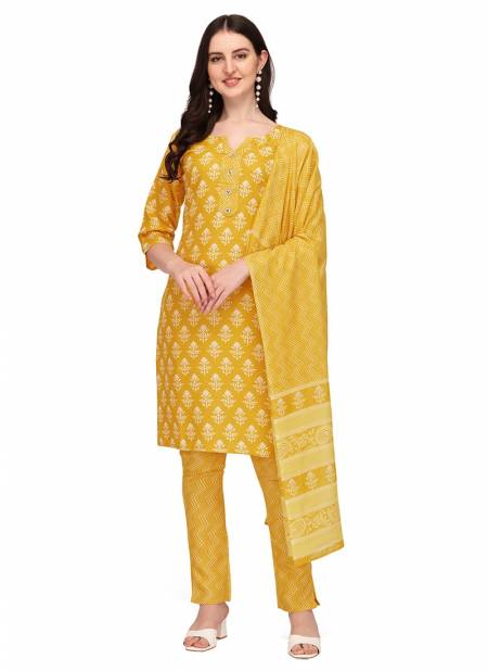 LV New Designer Cotton Daily Wear Women Salwaar Suit Collection LV112-YELLOW